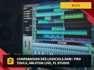 Un écran D'ordinateur Avec Les Mots Comparaison Des Logiciels Daw Pro Tools Ableton Live Fl Studio.